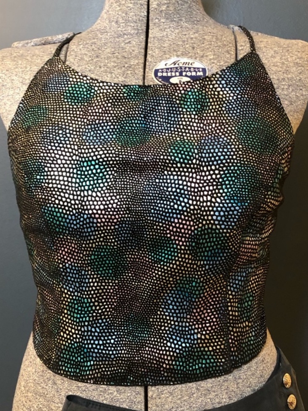 RARE WILSON’S Y2K 1990’s Leather Maxima Suede Corset Halter Irridescent SZ XL